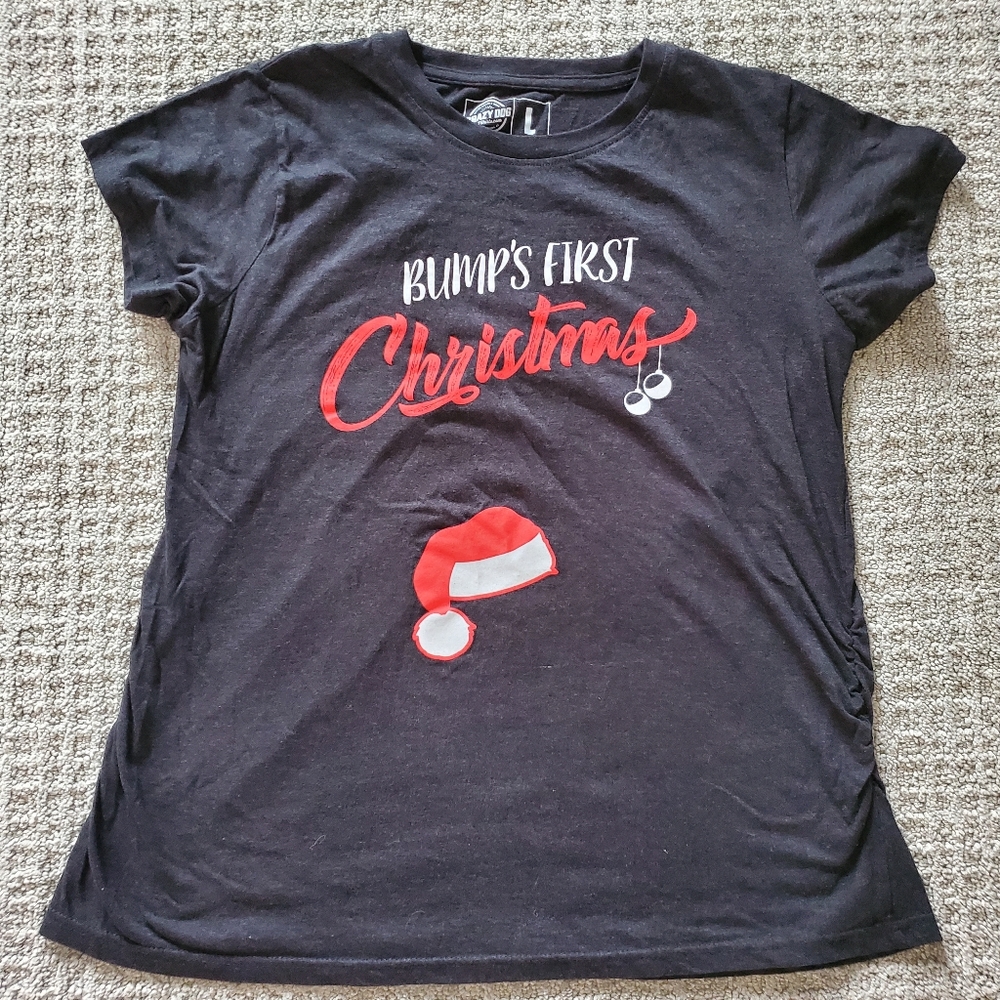 Bump's First Christmas (pregnancy announcement, maternity shirt) size L